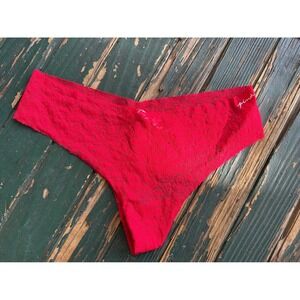 Victoria's Secret PINK Red Floral Lace Thong Panty XXL Low Rise Underwear